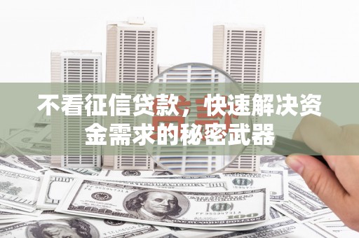 岫岩不看征信贷款，快速解决资金需求的秘密武器